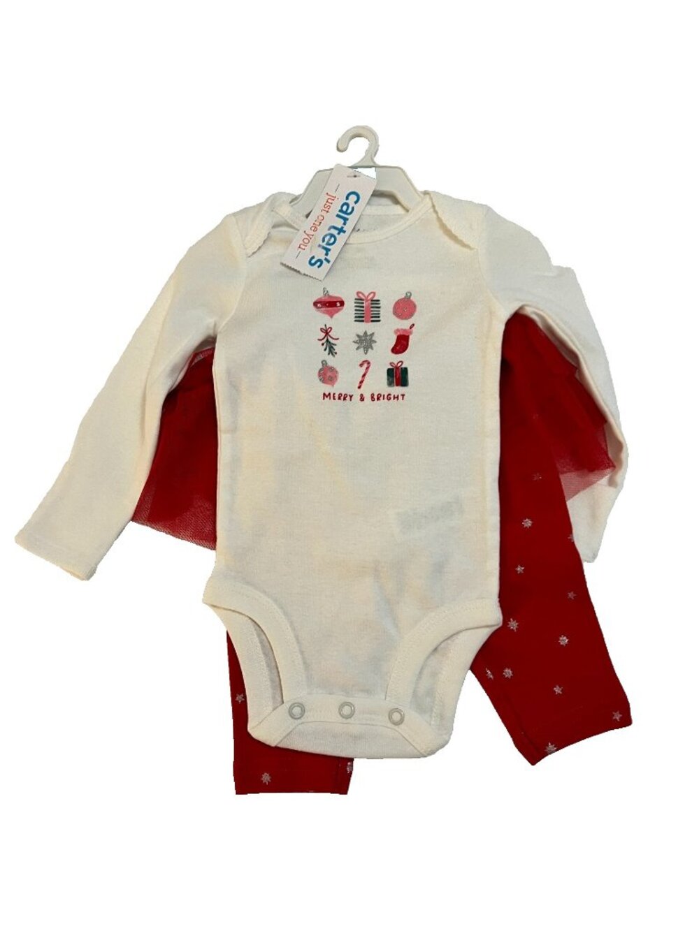 Carters Just One You Merry & Bright Girls 2 Piece Christmas Set Size 3-6M NWT